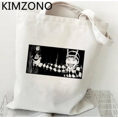 Junji Ito shopping bag eco recycle bag bolsas de tela shopping cotton grocery bag woven sacola foldable boodschappentas cabas