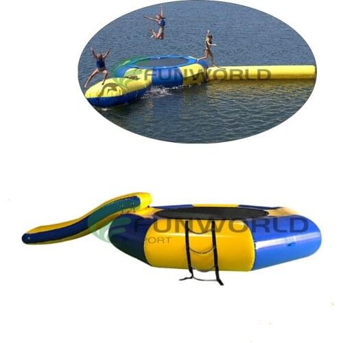 FUNWORLD Floating Water Games Inflatable Water Trampoline for Jumping Game