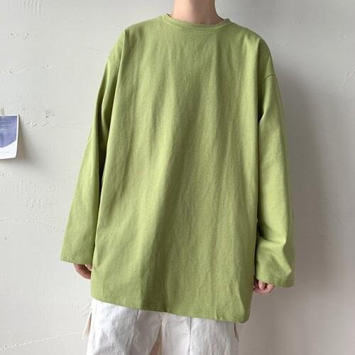 Best Sale Fashion Unisex Plus Size 5XL Loose Plain Solid Color Oversize Long Sleeve T-shirt