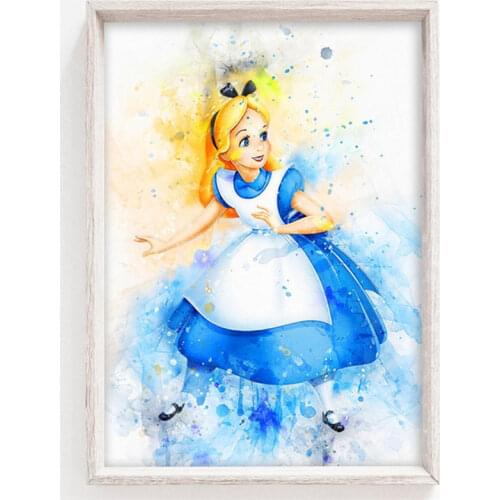 Disney Alice in wonderland Canvas Painting For Kids Bedroom Wall Art Cartoon Home Decor Poster and Prints Cute Canvas Pictures