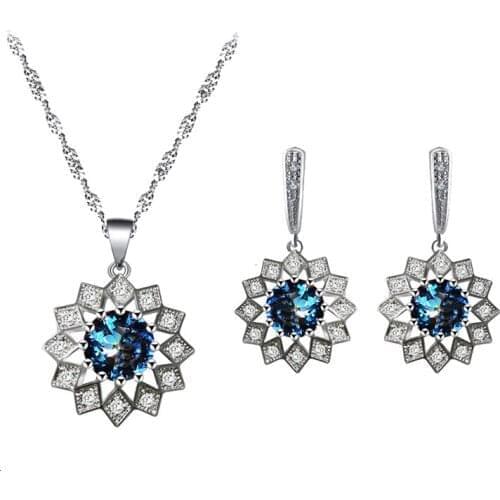 Small fresh 925 silver white color zircon earrings necklace pendant jewelry set fashion anniversary gift JS832