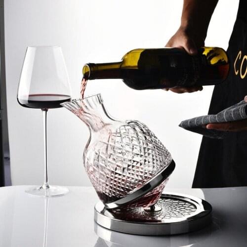1500ml Creativity Crystal Glass Cup Rotation Tumbler Wine Aerator Decanter Glass Cup For Wine Glasses Mug Cup Creative Gifts