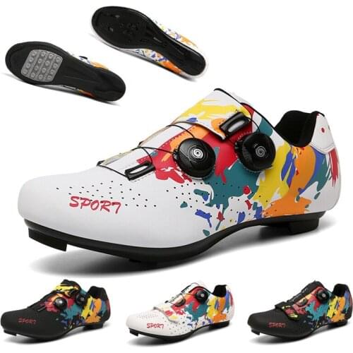 New graffiti Speed Cycling Shoes MTB Route Men Sports Road Dirt Bike Sneakers Racing Women Bicycle Mountain Footwear Cleat Shoes