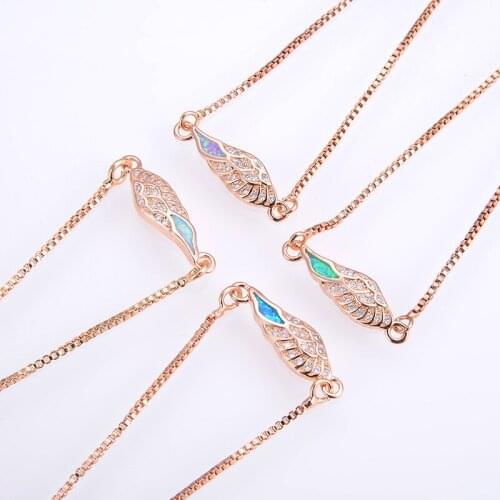 KAMAF New hot-selling copper plated Opal micro-inlaid zirconium angel wings bracelet jewelry charm ladies gift