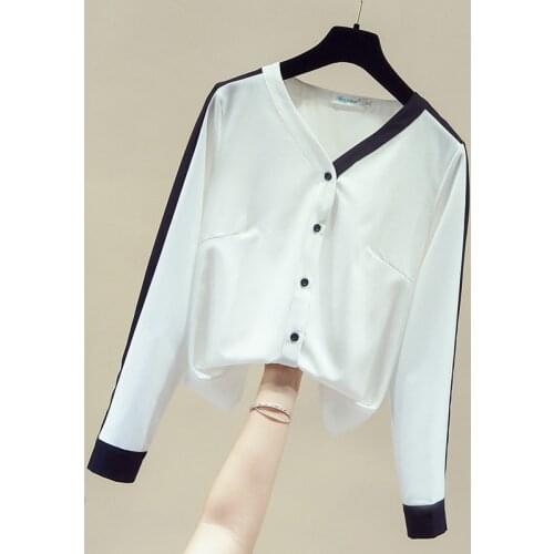 Autumn Long Sleeve V-Neck Office Chiffon Blouse Shirt Tops Blouse Women Blusas Mujer De Moda 2021 Womens Tops And Blouses D749