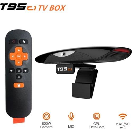 T95C1 Smart tv box android 9.0 RK3368 Octa-Core set top box 2GB 16GB 800W pixel Camera wifi bluetooth 4K media Player Live Game