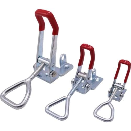 1 PCS Adjustable Toggle Latch Catch Hasp Cabinet Boxes Lever Handle Clamp Hasp Toggle Latch Catch Lock Silver+Red
