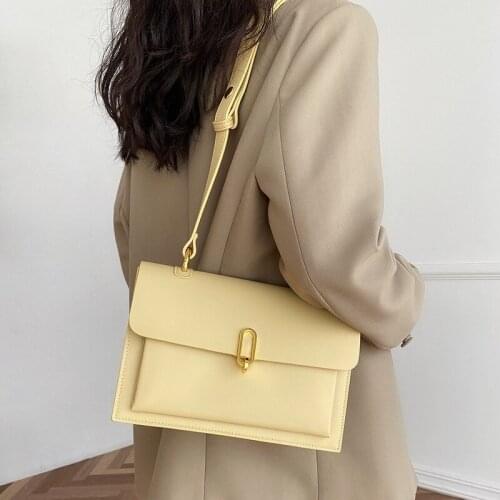 Luxury Women Bags 2021 Brand Designer Genuine Leather Satchel Bag Fashion Handbags Ladies Simple Shoulder Crossbody Bag Yellow