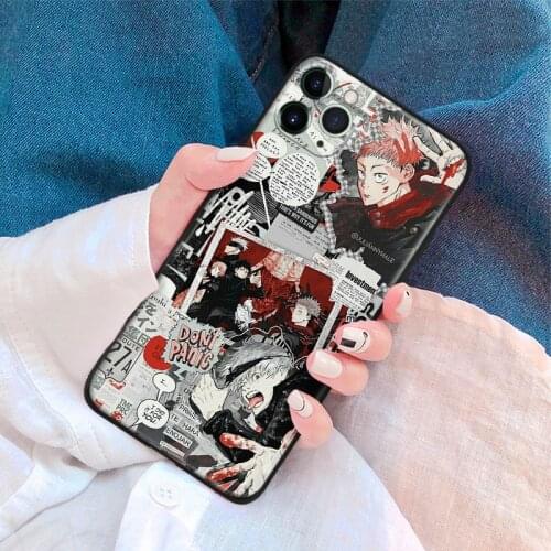 Jujutsu Kaisen anime aesthetic silicone Phone Case FOR iPhone Se 6 6s 7 8 Plus X Xr Xs 11 12 Mini Pro Max Glass Cover Shell