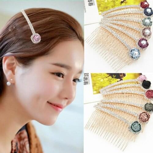 Crystal Flower Wedding Hair Accessories Bridal Hair Combs Rhinestone Silver Color Wedding Hair Jewelry Hairpin MFS104