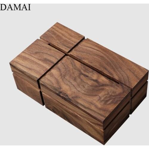Black Walnut Wood Tissue Boxes Creative Household Living Room Coffee Table Paper Towel Holder Home Decoration Modern Ornaments