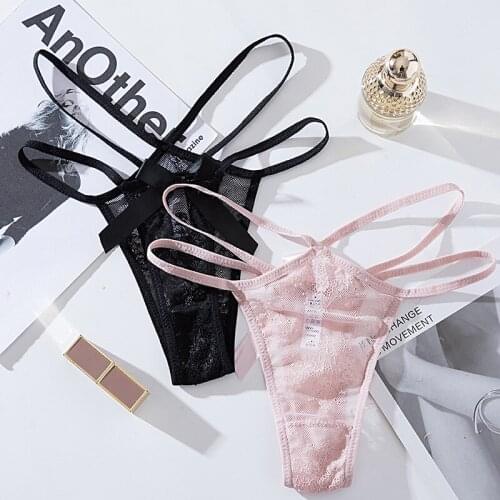 European Thong Pants Sexy Lace Panties Womens Tie Up Underpants Fashion T-Pants Low Waist Seamless G-String Female Lingerie