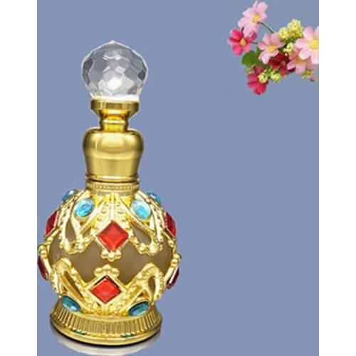 Vintage Perfume Atomizer Comestic Container Embroidery Coloring Bottle Luxurious Arabic Style Empty Jar Glass Rod Dropper 12ml