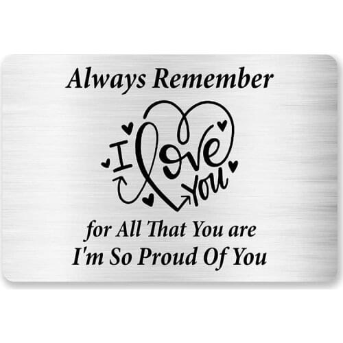 Always Remember I Love You Engraved Wallet Card Inserts,Love Note Cards, Birthday Graduation Christmas Gift DIY Custom Wholesale