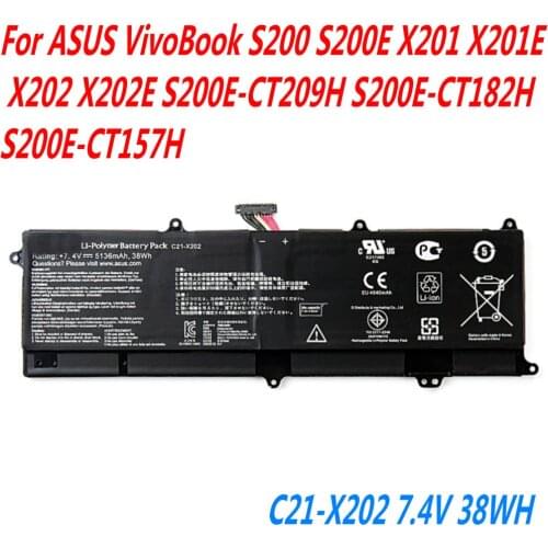 High Quality C21-X202 Laptop Battery For ASUS VivoBook S200 S200E X201 X201E X202 X202E S200E-CT209H S200E-CT182H S200E-CT157H