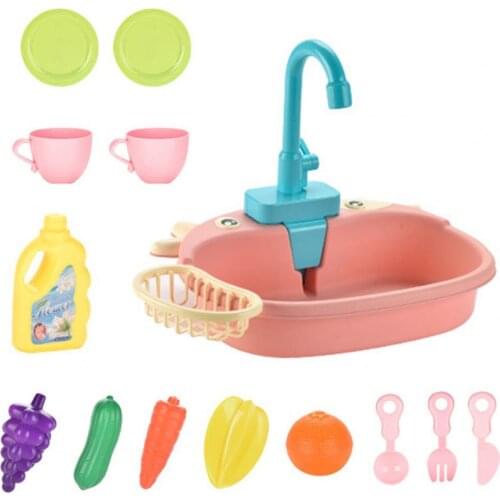 1 Set Funny Kitchen Supplies Toy Durable Plastic Automatic 180 Degree Rotatable Sink Kids Washing Pretend Play Toy for Kid