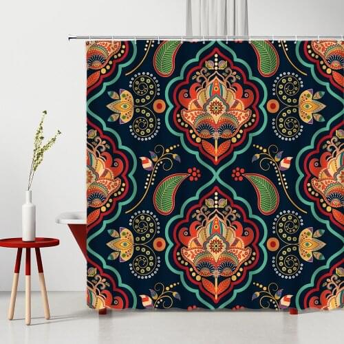 Bohemia Shower Curtain Mandal Flowers 3D Printing Polyester Bathtub Screen Bathroom Decor Curtains With Hook Bathroom Accessorie