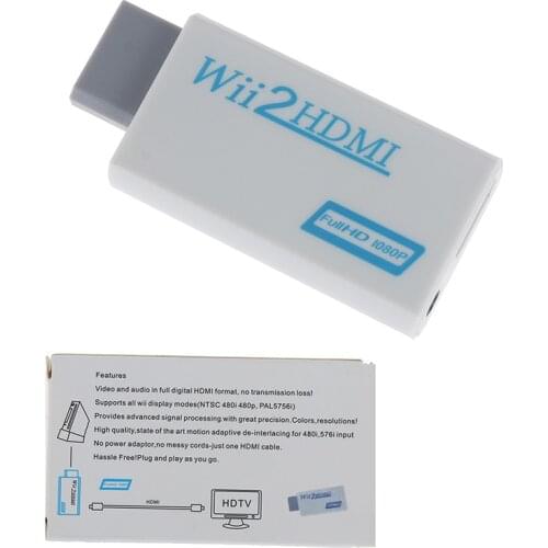 1Pc Wii to HDMI-compatible Adapter HDMI-compatibleFull HD Converter Audio Output Adapter for PC HDTV
