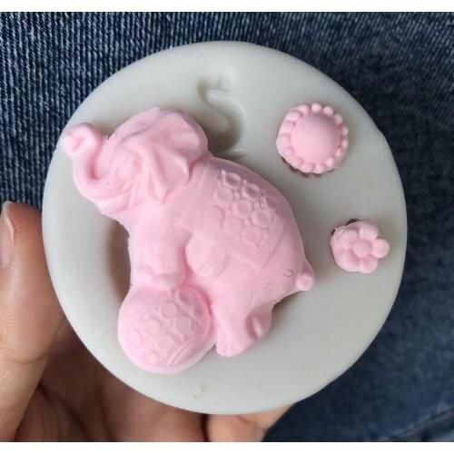 Silicone Mold 1 pc flower elephant ball mould sugar craft fondant cake decorating animal mould baking tool