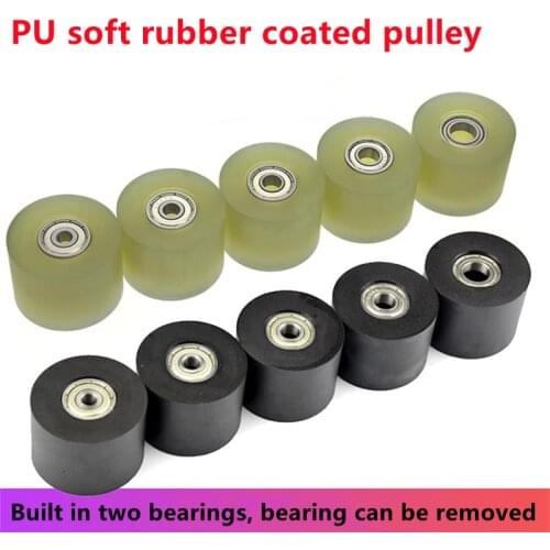 10pcs flat wheel for pressing rope mask machine 30mm roller Pu soft rubber guide coated bearing pulley Bore 5mm 6mm 7mm 8mm 10mm