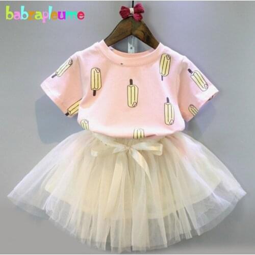 2016 New Summer Girls Clothes Short Sleeves T-shirt+TuTu Skirts 2pcs Baby Suits boutique Kids Clothing Children Costume BC1208