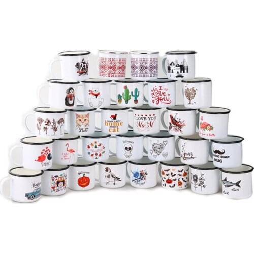 350 Ml DIY Creative Enamel Mugs Coffee Mug Travel Tea Cup Custom Milk Handmade Home Office Mouth Cup Personalized Birthday Gift