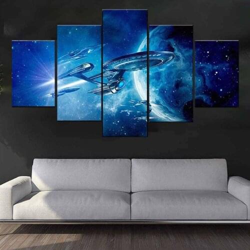 No Framed Canvas 5Pcs Star Trek Ship Enterprise Movie Wall Art Posters Pictures Paintings Home Decor for Living Room Decorations