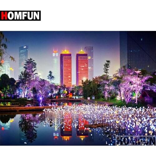 HOMFUN Full Square/Round Drill 5D DIY Diamond Painting "High-rise scenery" 3D Embroidery Cross Stitch 5D Home Decor Gift A17398