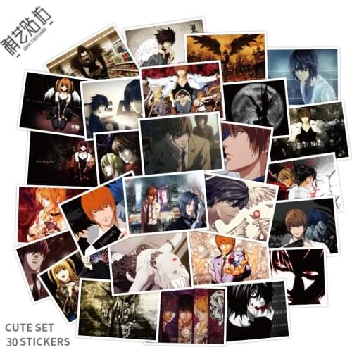 30Pcs Anime Stickers Death Note Stickers Graffiti Stickers Death Note Action Stickers Anime Stickers for Laptop Stickers Laptop