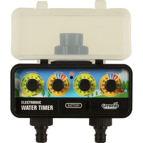 Automatic electronic water timers garden irrigation with interval delay feature,2 outlets,adopt solenoid valve,4 rotary dials