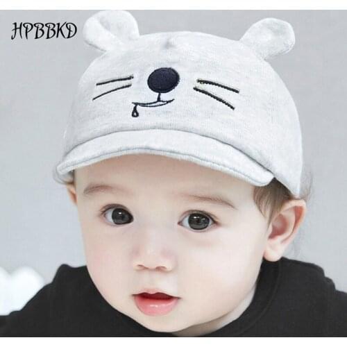 HPBBKD New Baby Hat with Cartoon Cat design Kids Baseball Hat Boy and Girls Sun Hat Summer Cotton Mesh Caps Girls Visors GH610
