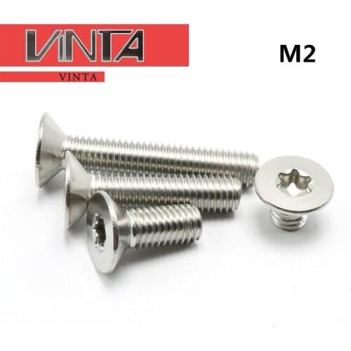 [BIG SALE] M2 Blade Cutter Accessories Grade 304 6-Lobe Screw Flat Fastener CNC Accessories Color Sliver 50PCS