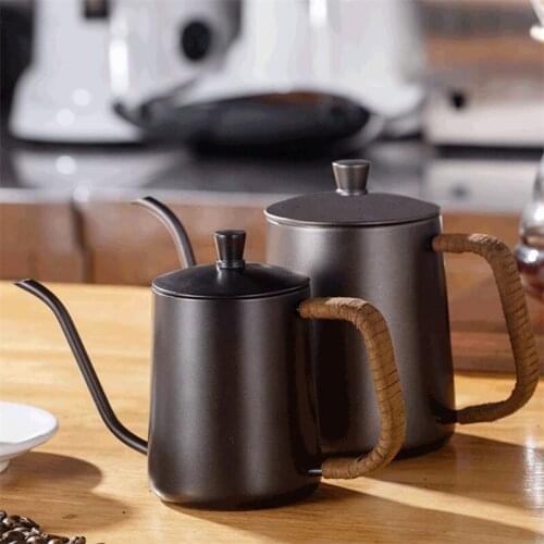 350/600ml Gooseneck Kettle Home Pour Coffee Tea Pot Creative Non Stick Food Grade Stainless Steel Drip Thin Mouth Coffee Maker