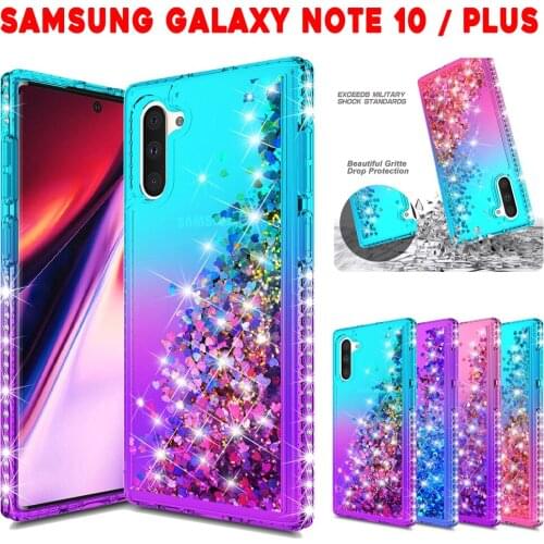 For Samsung Galaxy Note 10/Note 10 Plus Case Cute Luxury Quicksand Liquid Case Bling Sequin Glitter Diamond Hard Back Cover