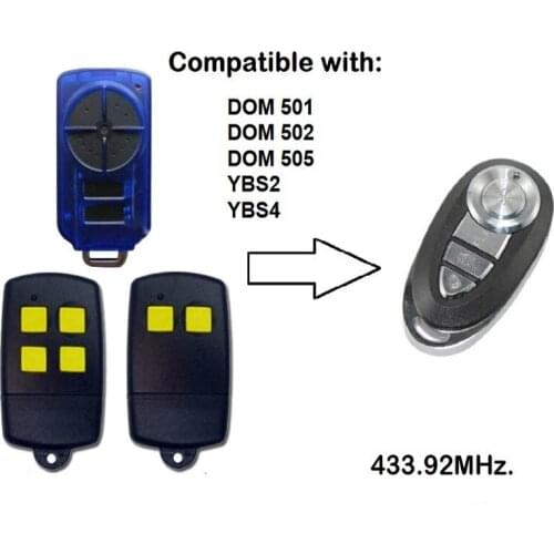 For DOM 501, DOM 502, DOM 505 433.92mHZ remote rolling code garage command