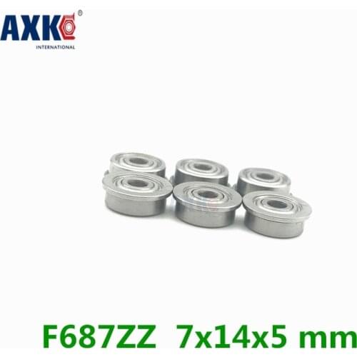 Axk F687zz Flange Bearing 7x14x5 Mm Abec-1 ( 10 Pcs ) F687 Z Zz Flanged Ball Bearings