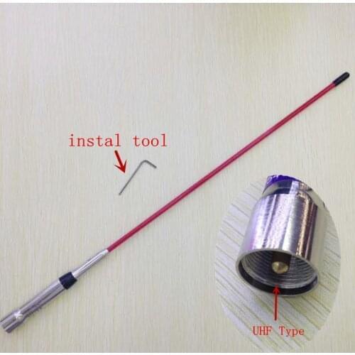 Honghuismart Red Color Fiber Glass High Gain UHF VHF Dual Band Antenna for Car Mobile Vehicle Radios 100W
