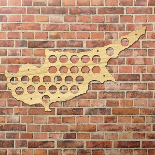 Cyprus Beer Cap Maps Handmade Wooden Craft Beer Bottle Caps Collection Gadget Decorative Wall Mounted Maps