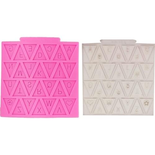 M0153 Cooking tools Flag Shape 26 English Letters Silicone Mold Chocolate Fondant Cake Decorating Tools