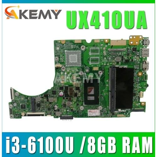 SAMXINNO UX410UA Motherboard For ASUS UX410UQ UX410UQK UX410UV UX410U RX410U Laotop Mainboard with i3-6100U CPU 8GB RAM