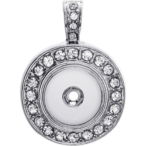 Fashion Round Rhinestone snap pendant necklace chain 60cm fit 12MM snap buttons Fashion jewelry accessories X9025