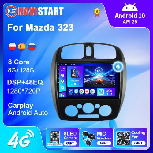 6+128G Android 10 For Mazda 323 2000-2003 Navigation GPS 2 Din 4G WIFI BT Carplay Android Auto 2 Din Car Radio No DVD Player