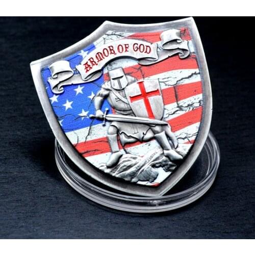 Non Magnetic Silver Plated Coin Put On The Whole Armor Of God Commemorative Challenge Coin Token Gfits Non Currency Coin