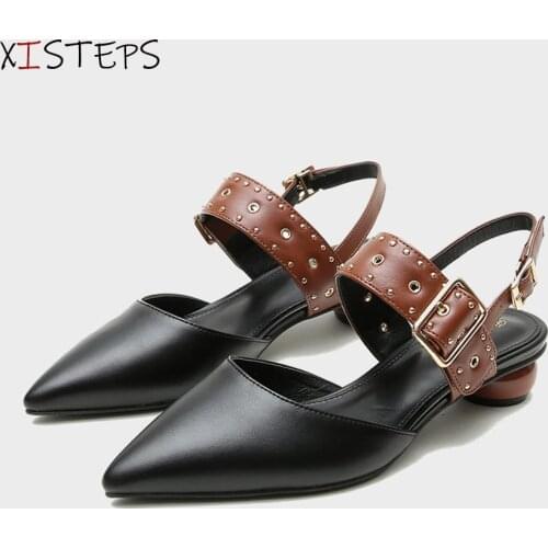 Brand New Elegant Womens Rivet Sandals White Black Office Work Wear Shoes Plus Size Ladies Party Shoes Sandales Femmes 2021