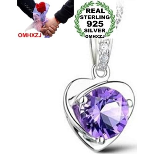 OMHXZJ Wholesale jewelry heart woman Natural kpop star 925 sterling silver NO Chain Necklace pendant Charms PE04