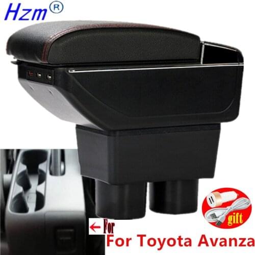 For Toyota Avanza Armrest box For Avanza Interior Parts Car Armrest box Retrofit parts Storage box car accessories with USB LED