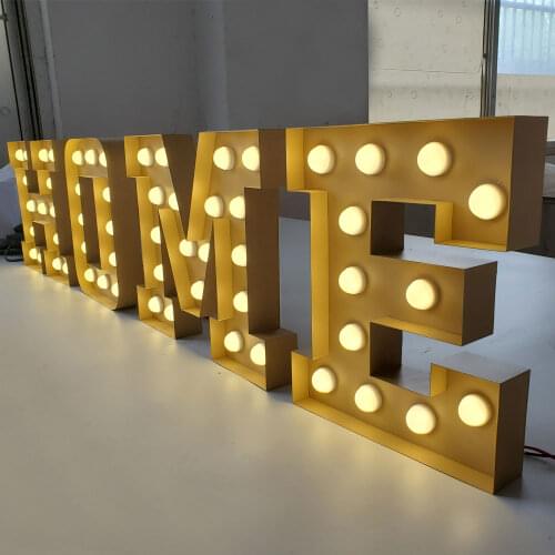 Popular vintage outdoor for retail marquee letter led lights SUS channel letters cinema warm lighted