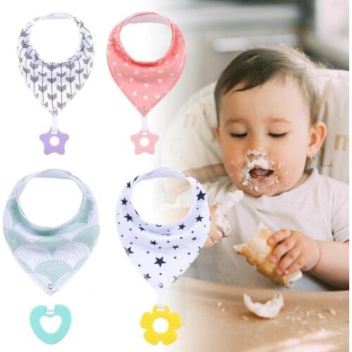 Cartoon Pattern Bibs Teether Soft Practical Kids Soother Teething Toys for Home Baby Feeding Cotton Bibs