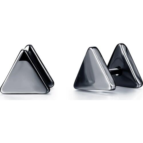 Cyue European Simple Retro Stainless Steel 316L Stud Earrings With Smooth Triangle Geometric Modeling For Women Men Jewelry