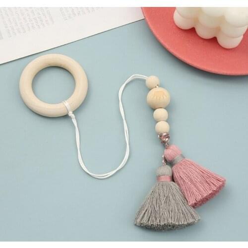 Q9QB 5 Pcs/Set Baby Gym Frame Pendant Knitting Wool Tassel Wooden Ring Teether Rattle Infants Newborn Teething Nursing Molar